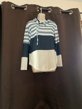 SHEIN Women's Color Block Striped Long Sleeve Drawstring Hoodie Size M